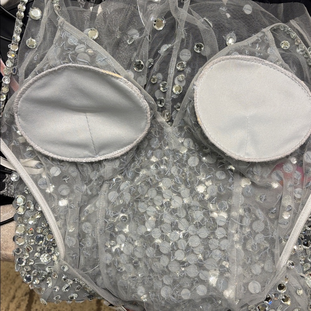 NWT Valiant Paris Elegant Silver Embellished Dress - Picture 8 of 9